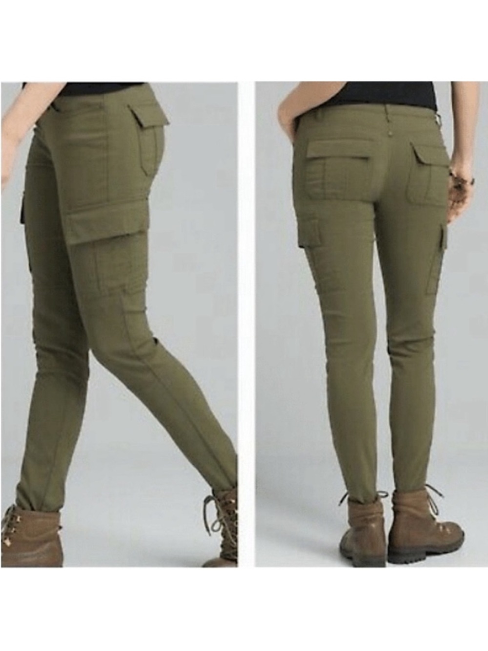 prAna Meme Pant Skinny Cargo Hiking Pants Green Sz 2 - Picture 3 of 15
